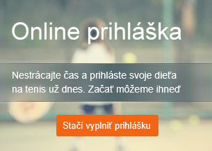 tlačítko Online prihláška na tenis pre dieťa